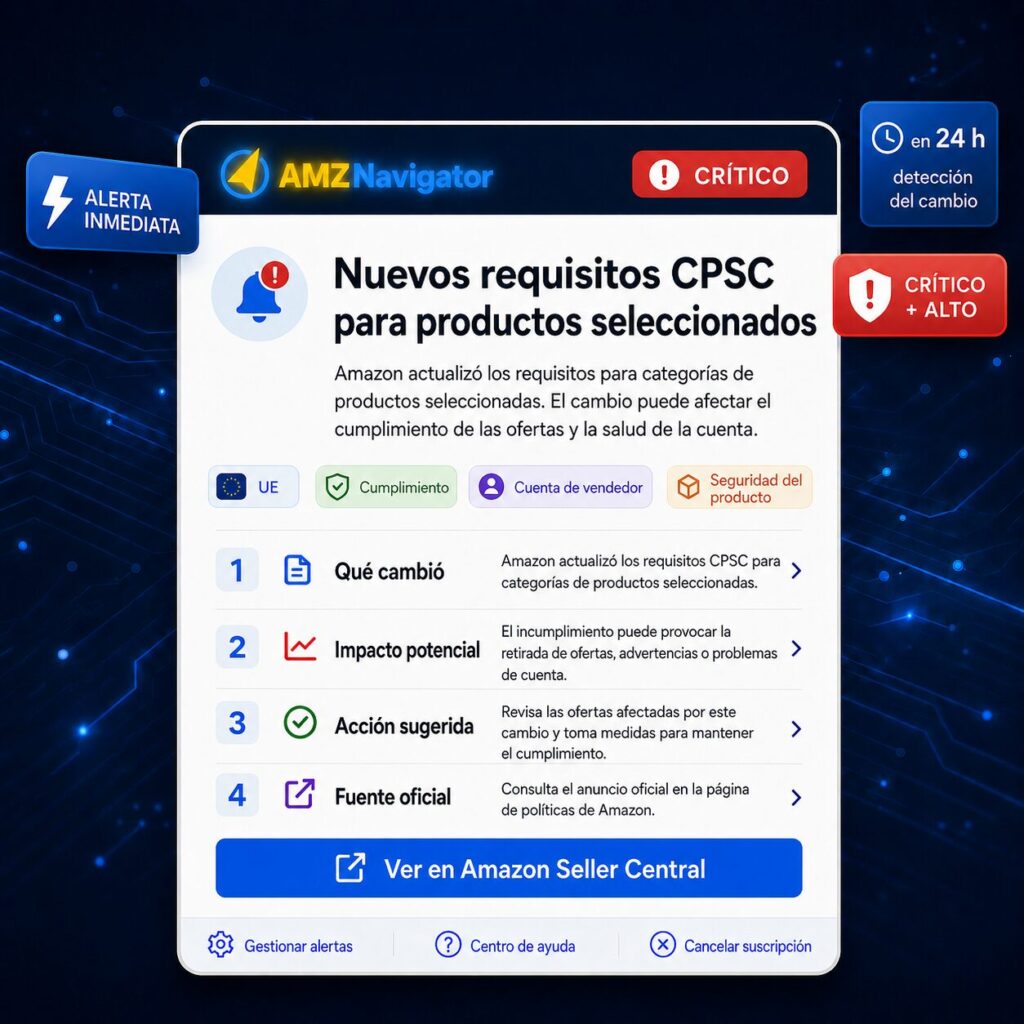 Alertas de cambios en las políticas de Amazon